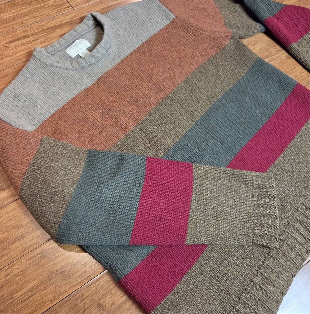 VTG American Eagle 100% Lambswool Colorblock Sweater | Earth Tones | L / G - Picture 3 of 15